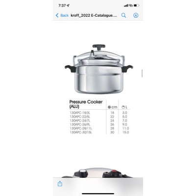 Pressure cooker kitchenware