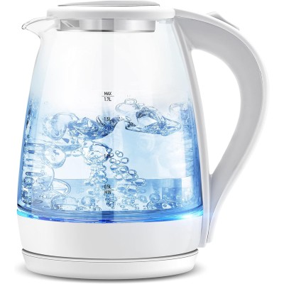 Electric Kettle - 1.7L Hot Water Boiler - Glass Tea kettle with Wide Opening and Led Indicator, Auto Shut-Off and Boil-Dry Protection - Series 9460