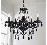 Saint Mossi Modern K9 Crystal Chandelier,Black Chandelier with 5 Lights E12 Base, Modern Pendant Ceiling Lighting Fixture for Dining Room,Bedroom,Living Room, D19 x H19 with Max 59" Adjustable Chain